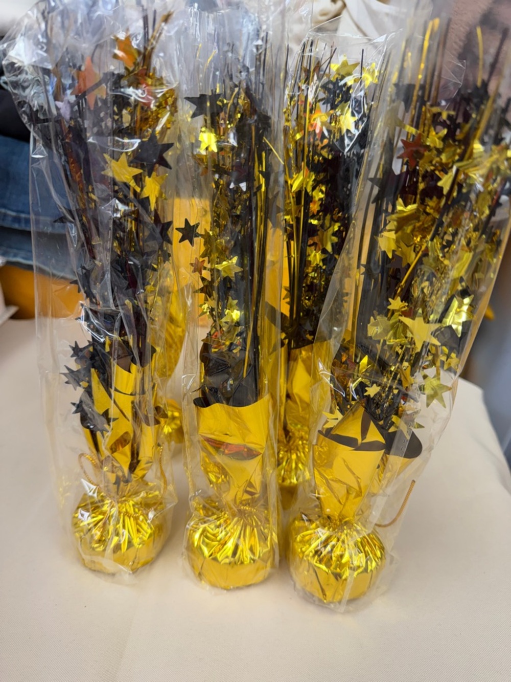 Gold Star Tinsel Table Centerpiece - Party Decoration 6 pack balloon weights new